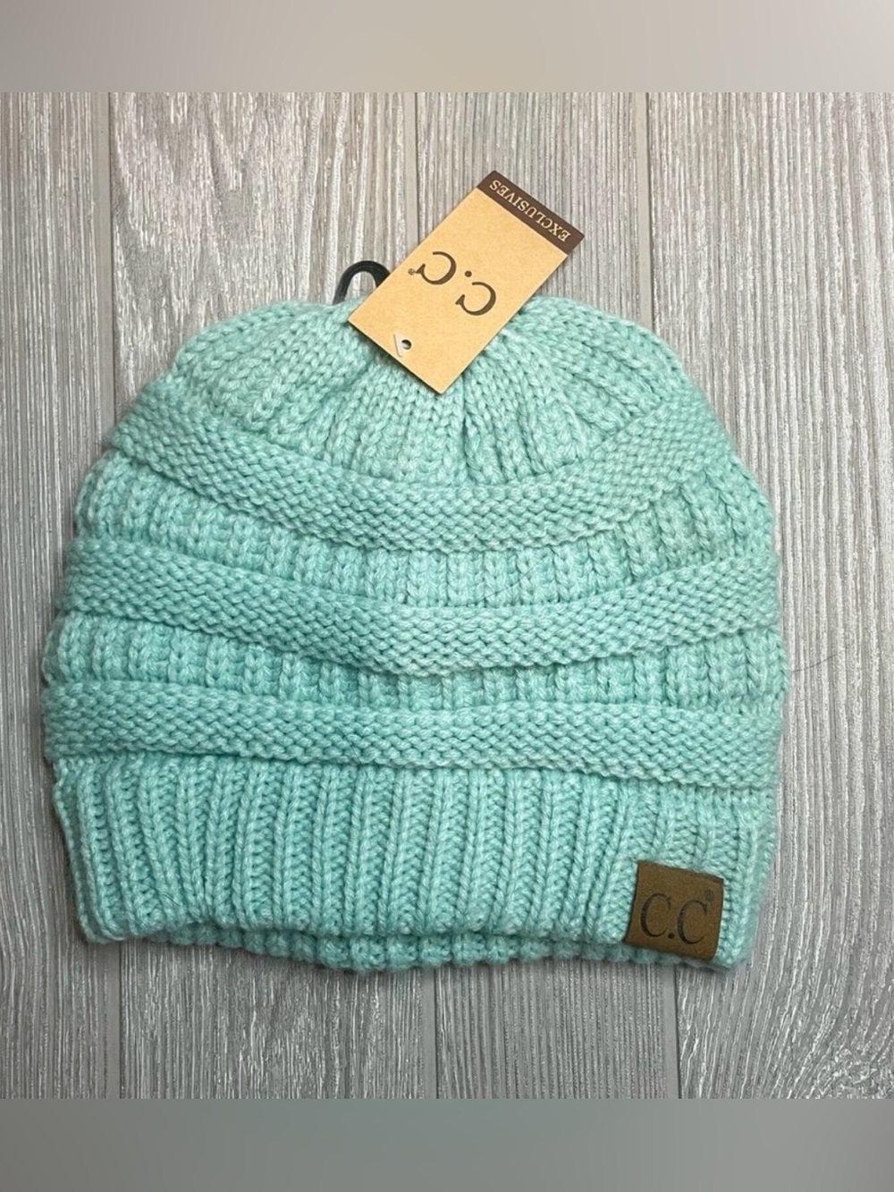 CC Exclusives Womens Knit Pattern Beanie Hat Cap Mint Green One Size NEW NWT